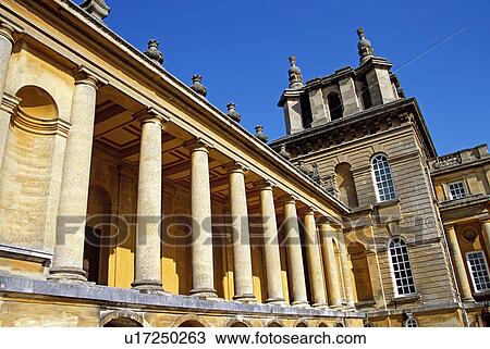 Stock Image - Blenheim Palace, Woodstock, near Oxford, Oxfordshire, England. Wing of Palace in courtyard near main entrance.. Fotosearch
