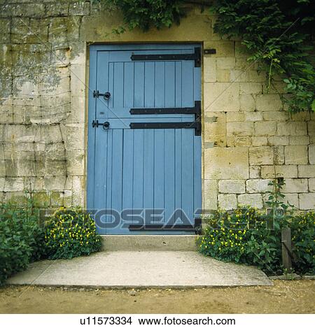 Blue stable door on traditional stone house View Large Photo Image Picture - Blue stable door on traditional stone house. Fotosearch