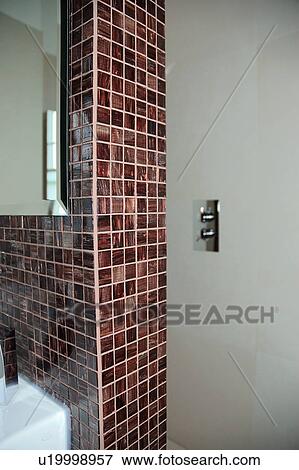 Brown Mosaic Tiles On Wall Of Modern Bathroom Stock Photo U19998957 Fotosearch - Brown Mosaic Bathroom Tiles Brown Mosaic Tiles On Wall Of Modern Bathroom Stock Photo U19998957 Fotosearch - Brown Mosaic Bathroom Tiles
