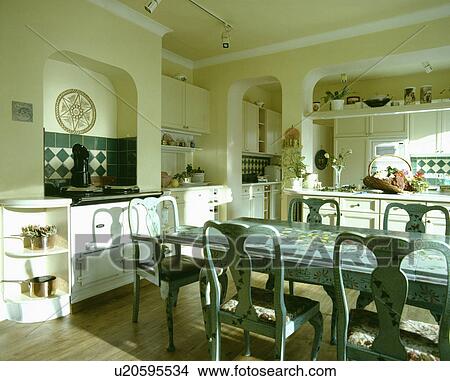 Picture - chair, interior, paint effect, appliance, aga, table. Fotosearch