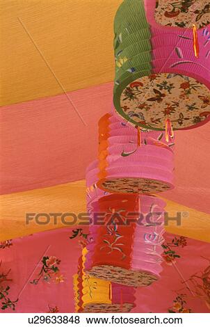 Stock Photo - chinese lantern, pink, lighting, paper, objects. Fotosearch