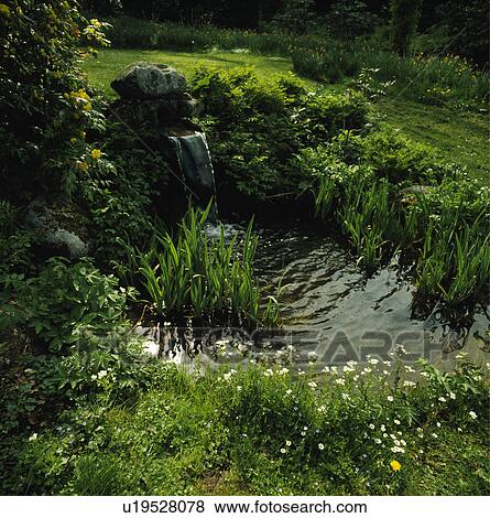 Circular pond in country garden View Large Photo Image Stock Photo - Circular pond in country garden. Fotosearch