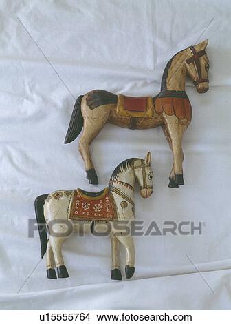 Close-up of 2 wooden horses View Large Photo Image Picture - Close-up of 2 wooden horses. Fotosearch