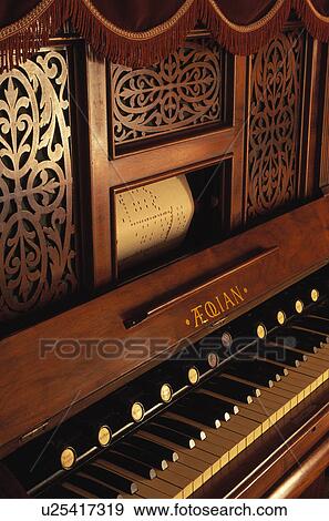 Close-up of antique pianola View Large Photo Image Stock Photo - Close-up of antique pianola. Fotosearch