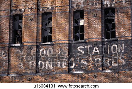 Close-up of derelict brick warehouse View Large Photo Image Stock Image - Close-up of derelict brick warehouse. Fotosearch