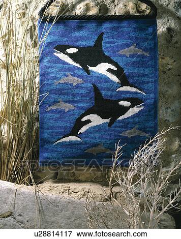 Close-up of dolphin motif cross-stitch cushion View Large Photo Image Stock Photo - Close-up of dolphin motif cross-stitch cushion. Fotosearch