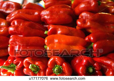 Stock Photograph - Close up of fresh red peppers. Fotosearch