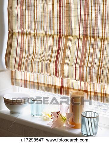 Close-up of neutral striped blind View Large Photo Image Stock Photo - Close-up of neutral striped blind. Fotosearch