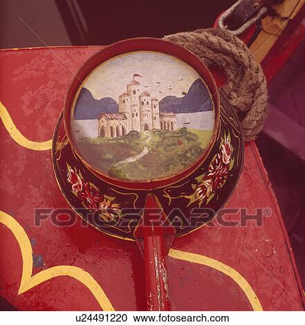 Close up of traditional castle painting on underside of pan on narrow boat View Large Photo Image Stock Image - Close up of traditional castle painting on underside of pan on narrow boat. Fotosearch