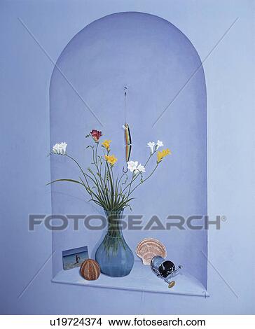 Close-up of trompe l'oeil alcove with flowers View Large Photo Image Picture - Close-up of trompe l'oeil alcove with flowers. Fotosearch