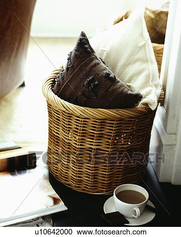Close-up of wool cushions in basket View Large Photo Image Stock Image - Close-up of wool cushions in basket. Fotosearch