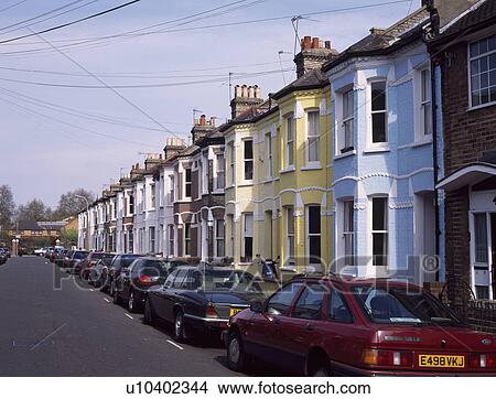 Colourful Victorian terraced town houses View Large Photo Image Picture - Colourful Victorian terraced town houses. Fotosearch