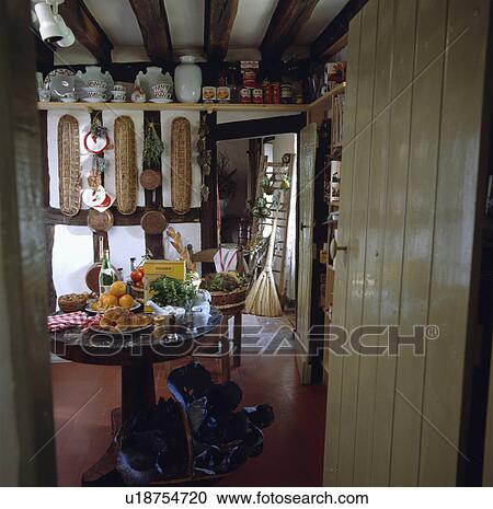 Stock Image - doors, interior, view, cottage, settings, traditional. Fotosearch