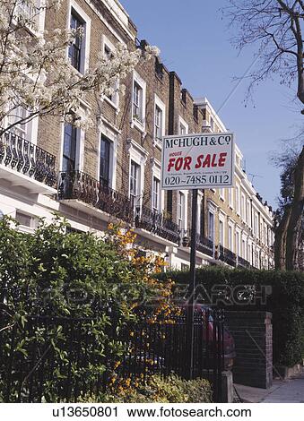 For Sale sign on traditional Victorian terraced town house View Large Photo Image Stock Image - For Sale sign on traditional Victorian terraced town house. Fotosearch