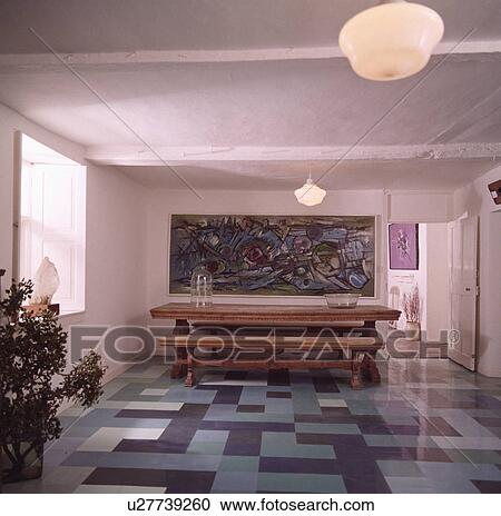 Stock Image - furniture, interior, bench, table, picture, fixed. Fotosearch