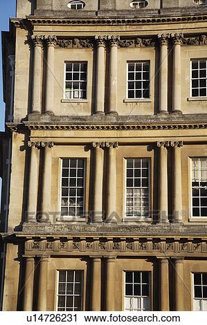 Stock Image - Georgian terraced houses in Bath. Fotosearch