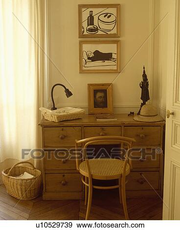 Group of pictures on wall above old pine chest of drawers View Large Photo Image Stock Photo - Group of pictures on wall above old pine chest of drawers. Fotosearch