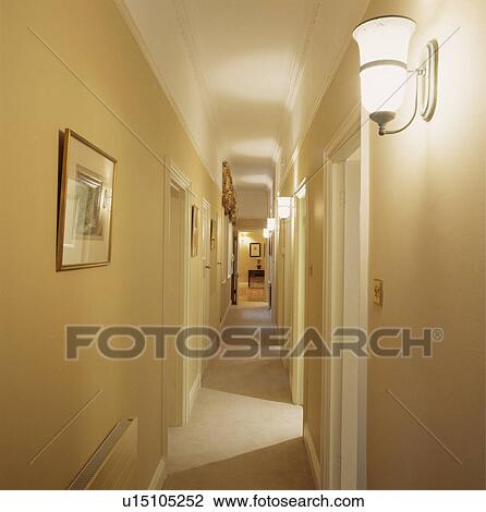 Stock Image - modern, interior, hotel, commercial, corridor. Fotosearch