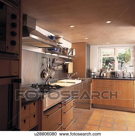 Modern Styled Contemporary Kitchen. View Large Photo Image Stock Image - Modern Styled Contemporary Kitchen.. Fotosearch