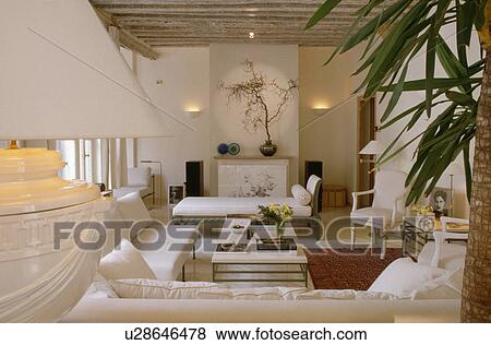 Modern white living room View Large Photo Image Stock Photo - Modern white living room. Fotosearch