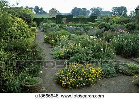Stock Photograph - Path through large country garden in summer. Fotosearch