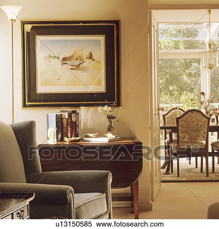 Stock Photography - Picture above folding antique table in living room. Fotosearch