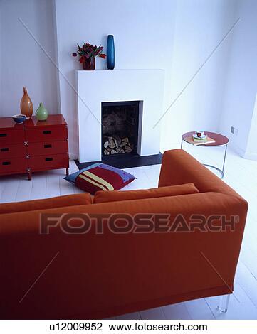 Red sofa in modernwhite living room View Large Photo Image Stock Image - Red sofa in modernwhite living room. Fotosearch