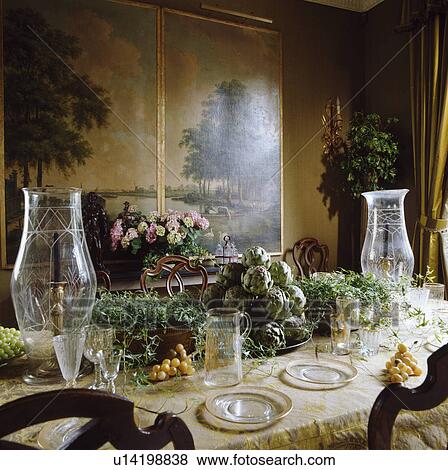 Stock Photo - setting, interior, settings, lighting, candles, traditional, diningroom. Fotosearch