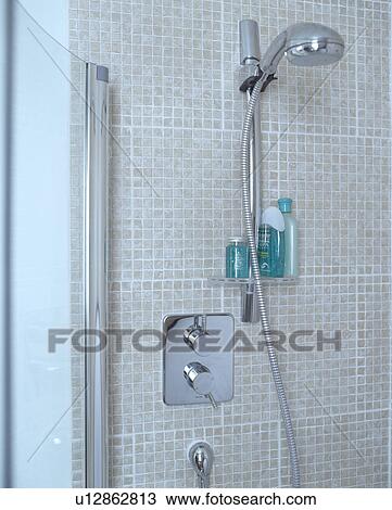Shower detail in modern bathroom View Large Photo Image Stock Image - Shower detail in modern bathroom. Fotosearch
