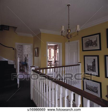 Stock Photo - stairs, interior, pictures, traditional, yellow. Fotosearch