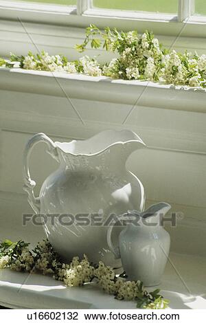 Stock Image - Still-Life of white jugs. Fotosearch