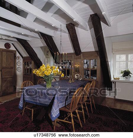 Stock Photograph - tables, interior, furniture, beams, ceilings. Fotosearch