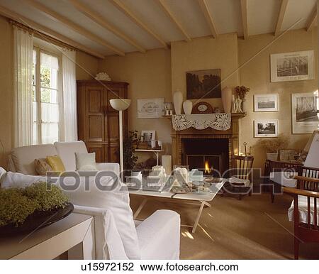 Traditional neutral country living room View Large Photo Image Stock Image - Traditional neutral country living room. Fotosearch