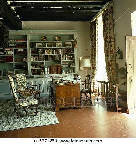 Traditional study with tiled floor and walnut bureau used to keep household accounts. View Large Photo Image Stock Image - Traditional study with tiled floor and walnut bureau used to keep household accounts.. Fotosearch