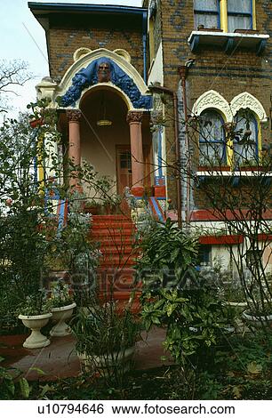 Victorian town house with brightly painted details View Large Photo Image Stock Photograph - Victorian town house with brightly painted details. Fotosearch