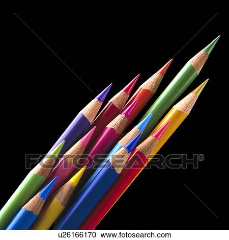 Stock Image -  abstract close up colorful sharpened pencils up . Fotosearch