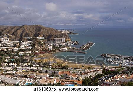 Stock Photography -  aerial shot beautiful very developed cove puerto. Fotosearch