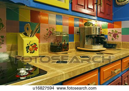 art home living style colorful kitchen decor View Large Photo Image Picture - art home living style colorful kitchen decor. Fotosearch