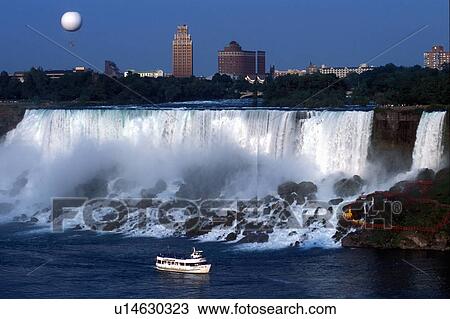 Stock Image -  balloon niagara falls ny over new york maid mist. Fotosearch