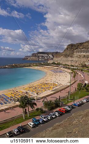 Stock Image -  beach beautiful scene cove amadores port mogan. Fotosearch