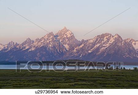 Picture -  beauty beautiful grand tetons mountain range . Fotosearch