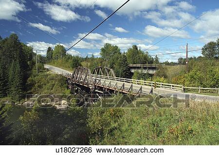 Stock Photograph -  bridge over river vermilion bay ontario canada. Fotosearch
