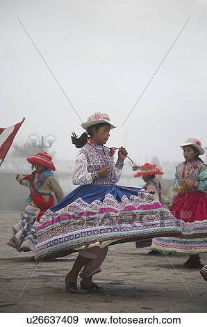 Stock Photo -  children peru in costume dancing yanque colca. Fotosearch
