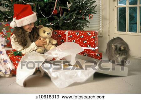 christmas girl child kid 7-9 years animal bear View Large Photo Image Stock Photo - christmas girl child kid 7-9 years animal bear. Fotosearch