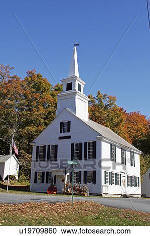 Stock Image -  church fall foliage langdon new hampshire abbey. Fotosearch