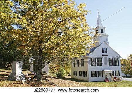 Stock Photo -  church fall foliage langdon new hampshire abbey. Fotosearch