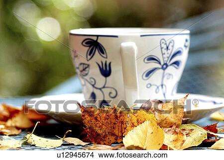 Picture -  design coffee tea autumn fall october garden cup . Fotosearch