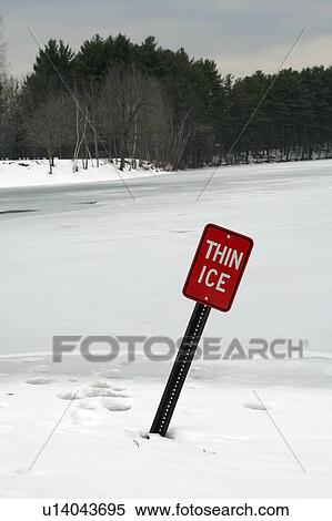 Stock Photography -  design winter thin ice sign robin hood park . Fotosearch