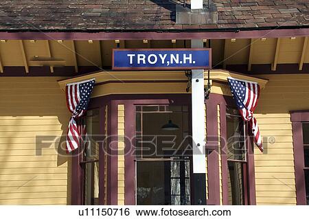 Stock Photograph -  design winter train station depot troy new design . Fotosearch