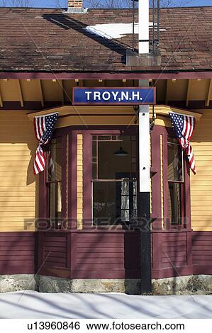 Stock Photograph -  design winter train station depot troy . Fotosearch